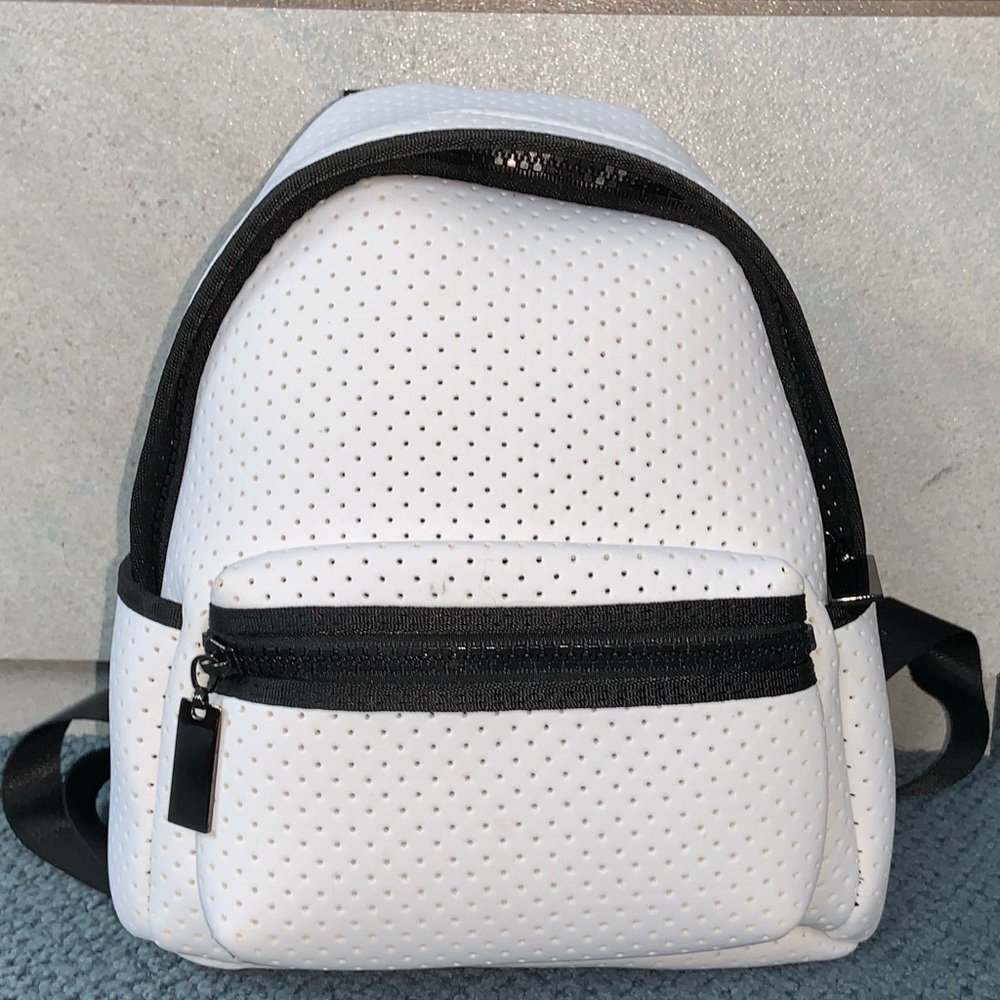 White Perforated Mini Neoprene Backpack
